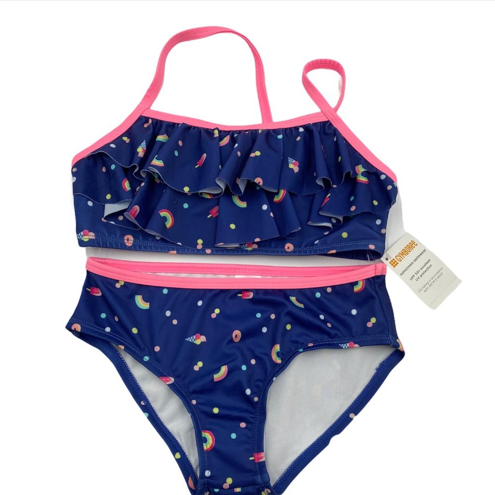 Gymboree swim girls bikinni,color bue and pink  size: L (8-10 years )NEW